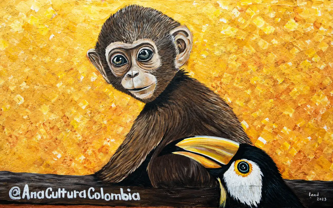 Mural de graffiti colorido en Santa Marta