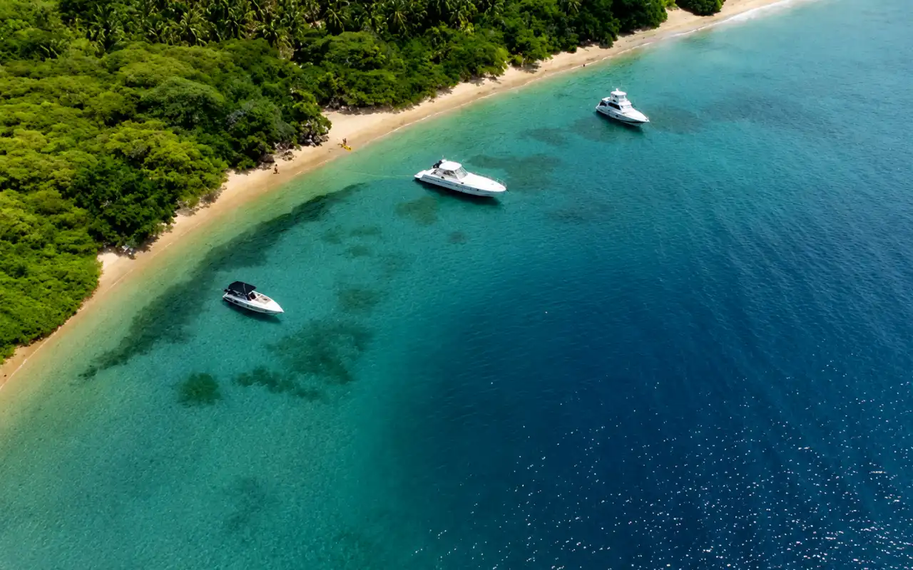 ayrona National Park coastline with a yacht