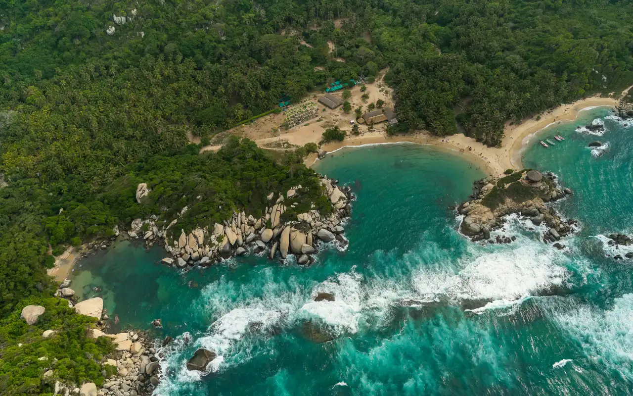 anoramic view of tayrona national park beaches