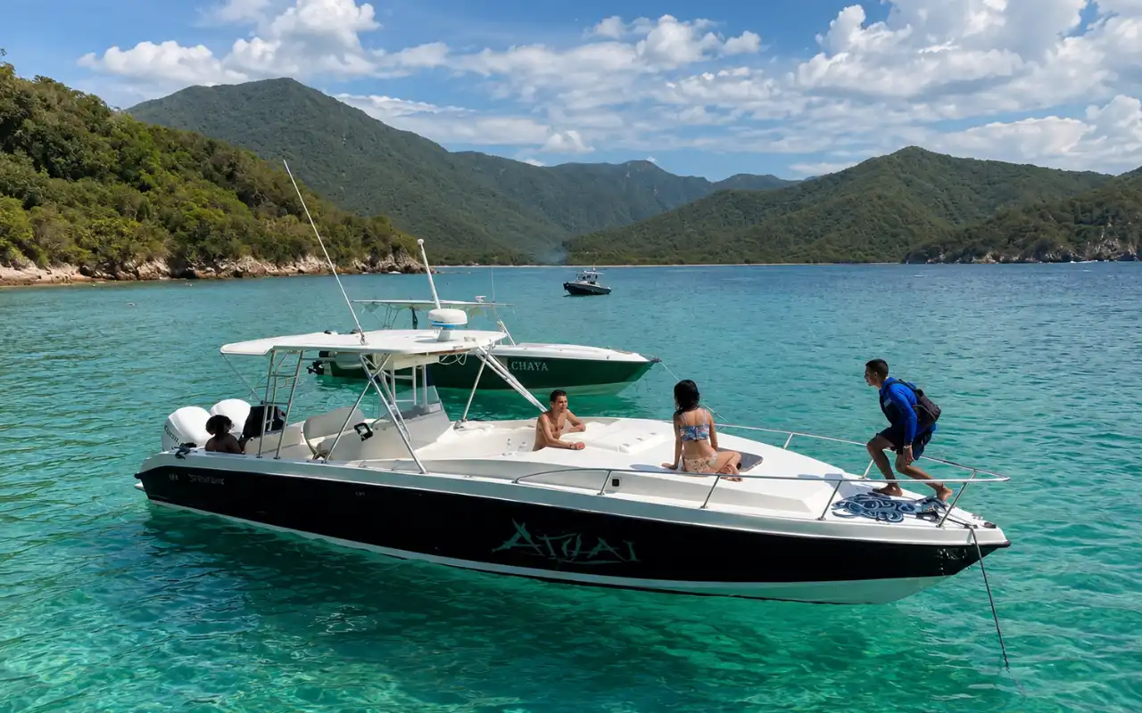Luxury yacht sailing in Santa Marta Bay