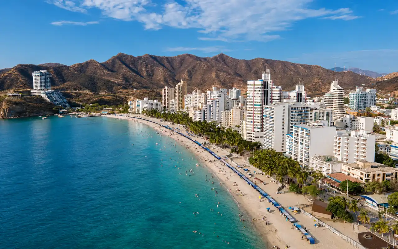 Playa Rodadero urban beach in Santa Marta, Colombia