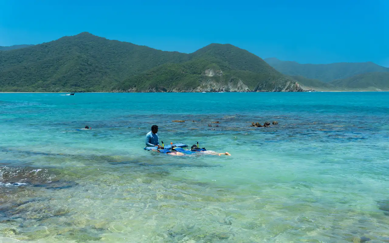 Playa Cristal with crystal-clear water in Tayrona National Park